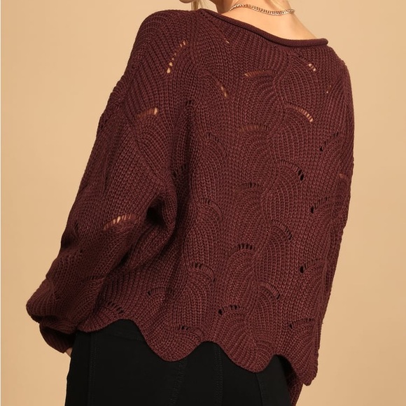 Lulus Moonglow Burgundy Loose Knit Sweater - Picture 4 of 12